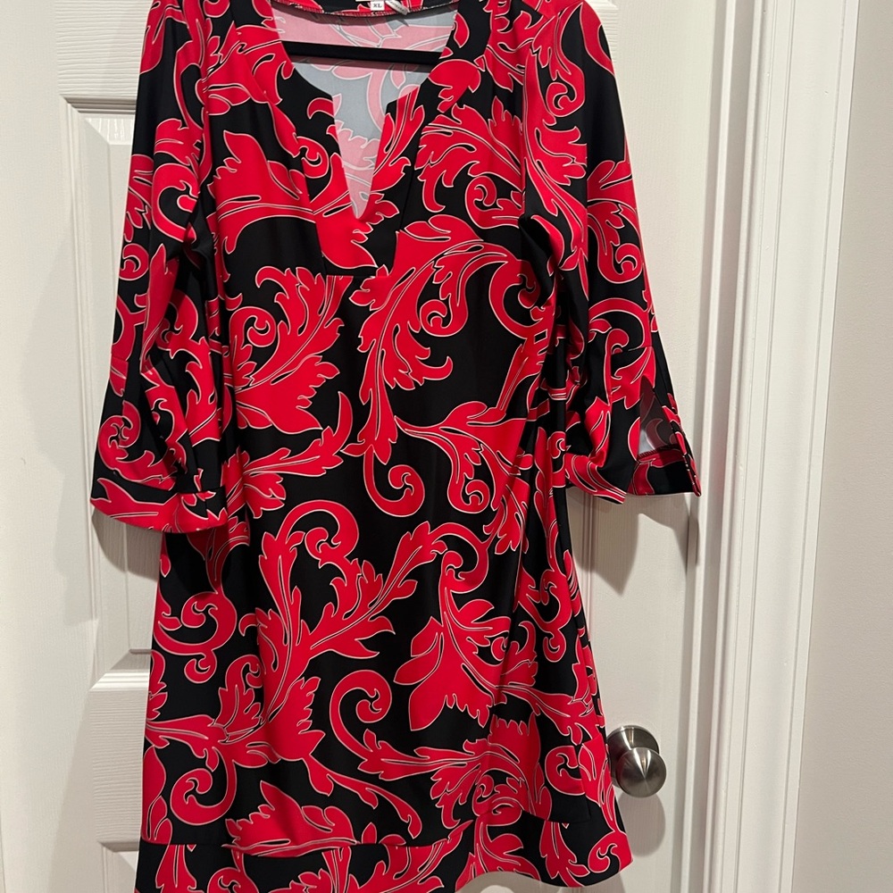 Jude Connally Red and Black Dress